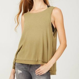 🪶Free people Womens New Love Tank Top Ribbed Distressed #204-G